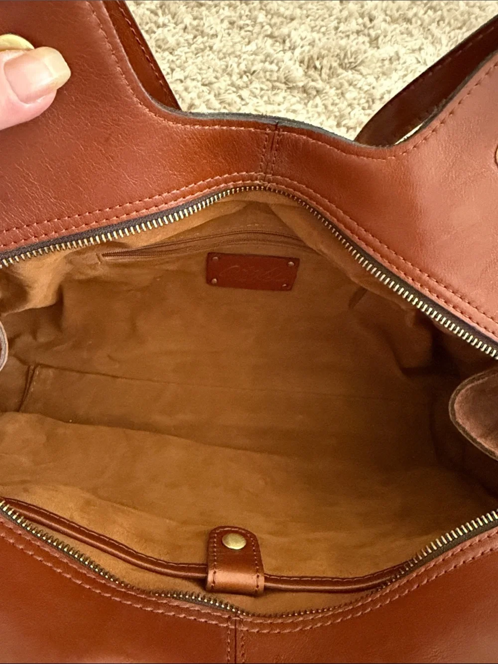 Patricia Nash Brown Suede Studded Shoulder Bag